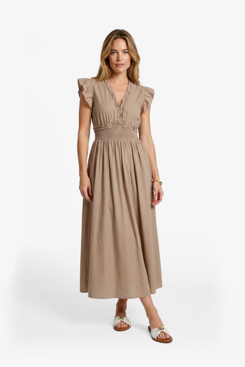 Dilja Dress Khaki | veelzijdige jurk bij {{ site_title }}